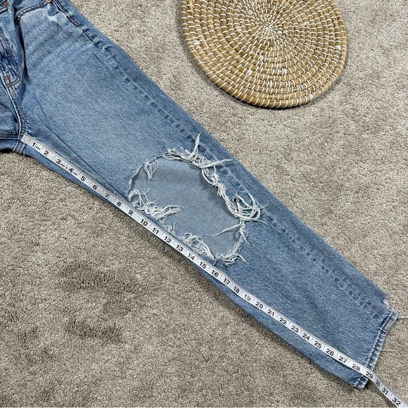 American Eagle Strigid Ripped Highest Waist Rise Baggy Straight Jeans 0 Short - Picture 15 of 15